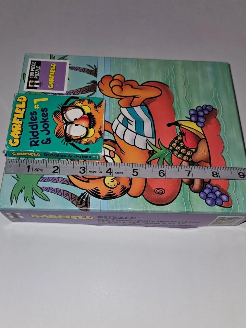 VTG 1978 Garfield 100 pc Puzzle Sandwich Rainbow Works Riddles & Jokes Cards Lot